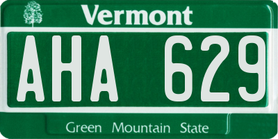 VT license plate AHA629