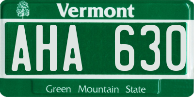 VT license plate AHA630