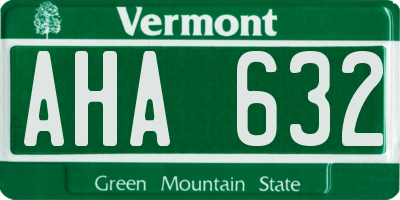 VT license plate AHA632