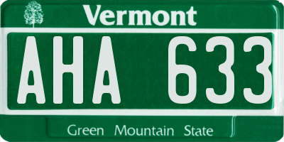 VT license plate AHA633