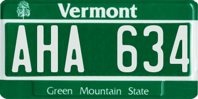 VT license plate AHA634