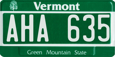 VT license plate AHA635