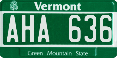 VT license plate AHA636
