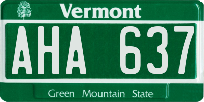 VT license plate AHA637