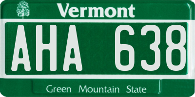 VT license plate AHA638