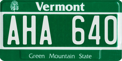 VT license plate AHA640
