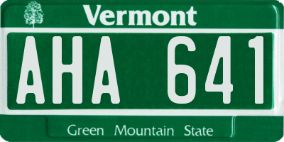 VT license plate AHA641