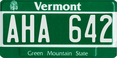 VT license plate AHA642
