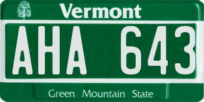 VT license plate AHA643