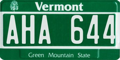 VT license plate AHA644