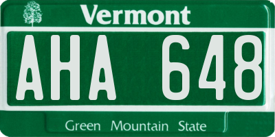 VT license plate AHA648