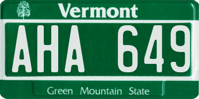 VT license plate AHA649