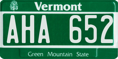 VT license plate AHA652