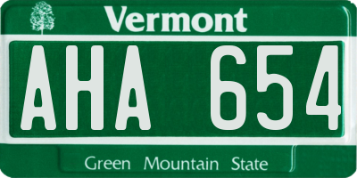 VT license plate AHA654