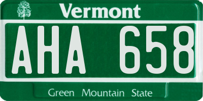 VT license plate AHA658