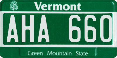 VT license plate AHA660