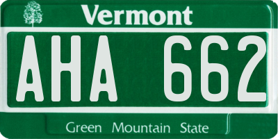 VT license plate AHA662