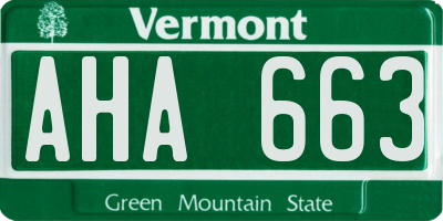 VT license plate AHA663