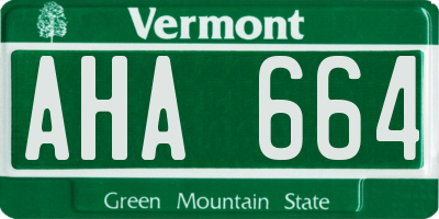 VT license plate AHA664