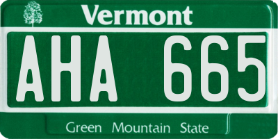 VT license plate AHA665