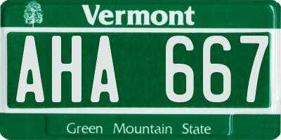 VT license plate AHA667