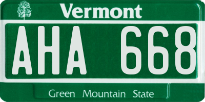 VT license plate AHA668