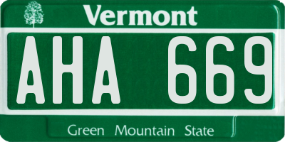 VT license plate AHA669