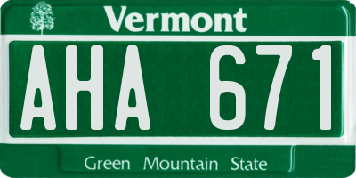 VT license plate AHA671