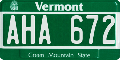 VT license plate AHA672