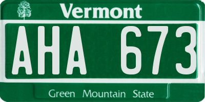 VT license plate AHA673