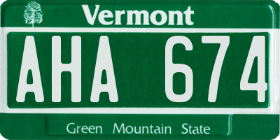 VT license plate AHA674
