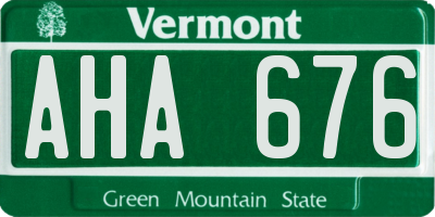 VT license plate AHA676