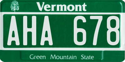 VT license plate AHA678