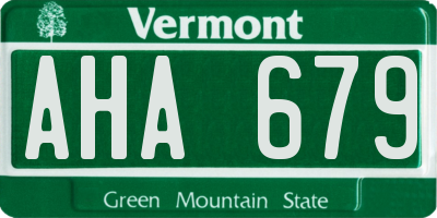 VT license plate AHA679