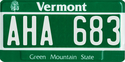 VT license plate AHA683