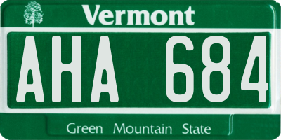 VT license plate AHA684