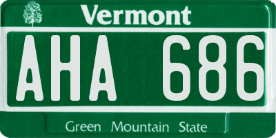 VT license plate AHA686