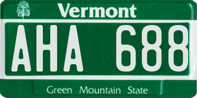 VT license plate AHA688