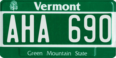 VT license plate AHA690