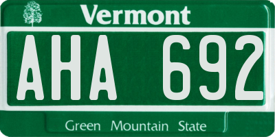 VT license plate AHA692