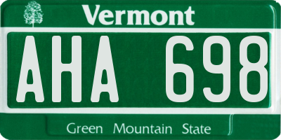 VT license plate AHA698