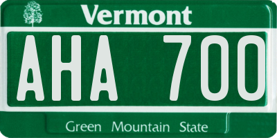 VT license plate AHA700