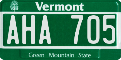 VT license plate AHA705