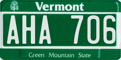 VT license plate AHA706