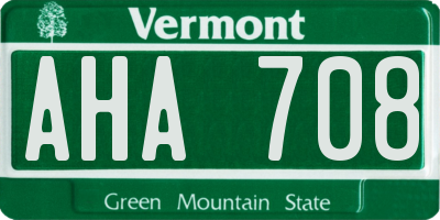 VT license plate AHA708