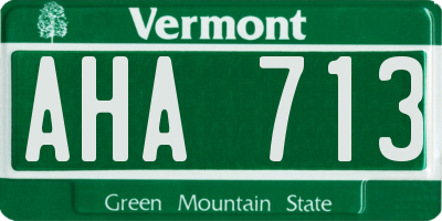 VT license plate AHA713