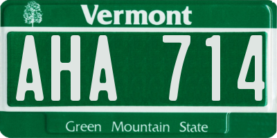 VT license plate AHA714
