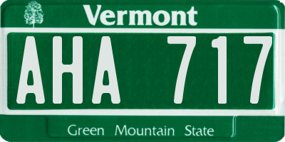 VT license plate AHA717