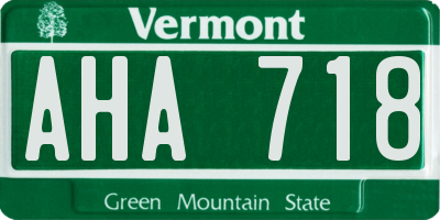 VT license plate AHA718