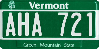VT license plate AHA721